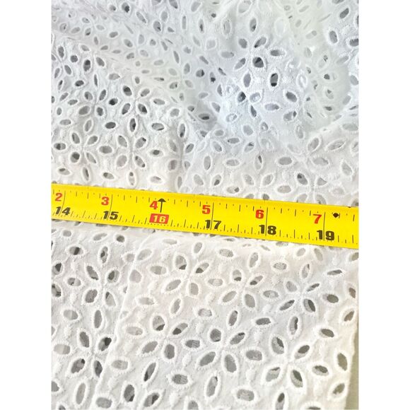 J. Crew White Cotton Eyelet Back V Neck Puff Sleeve Sz 8 - Picture 4 of 12